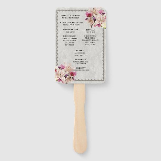 ホワイトリリーフローラ大理石結婚式 プログラムファン ハンドファン (裏面)