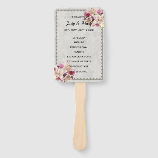 ホワイトリリーフローラ大理石結婚式 プログラムファン ハンドファン (正面)