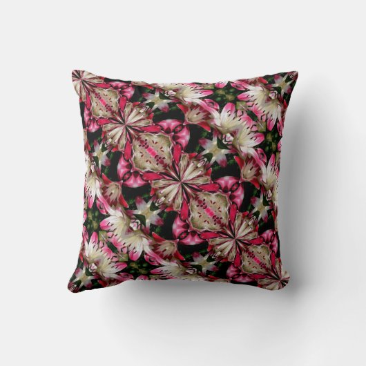 ホワイトリリーフローラ抽象デザイン クッション (裏面)