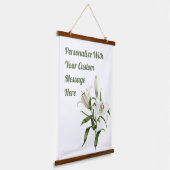 ホワイトリリーフローラ植物学パーソナライズされた術 吊り下げ型タペストリー (傾斜あり)