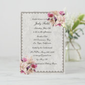 ホワイトリリーフローラ結婚マーブルブライダルシャワー 招待状 (スタンド正面)