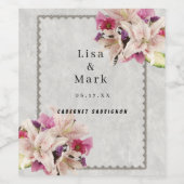 ホワイトリリーフローラ結婚大理石のワインラベル ワインラベル (シングルラベル)