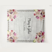 ホワイトリリーフローラ結婚大理石の背景 タペストリー (正面(横))