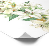 ホワイトリリーフローラ金ゴールドクロスバプテスムウェルカム ポスター (角)