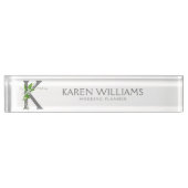 ホワイトリリーブーケフローラモノグラム デスクネームプレート (正面)