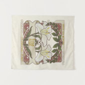 ホワイトリリーヴィンテージ花お祝い純度 タペストリー (正面(横))