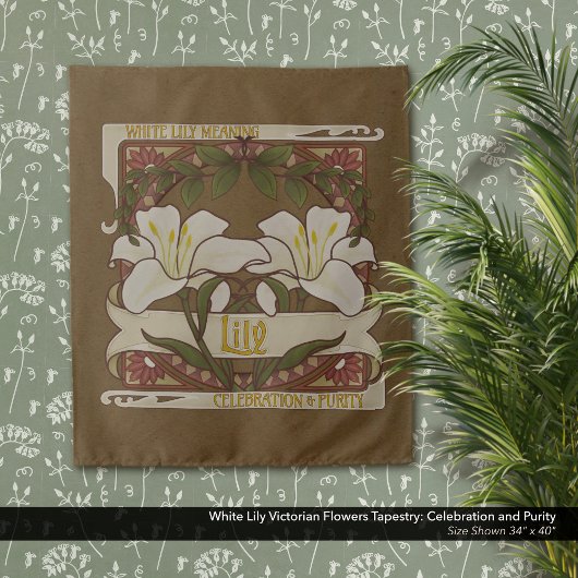 ホワイトリリーヴィンテージ花お祝い純度 タペストリー