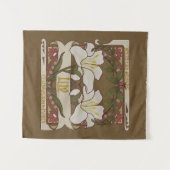 ホワイトリリーヴィンテージ花お祝い純度 タペストリー (正面(横))