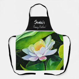 ホワイトリリー絵を描フローラの中 エプロン