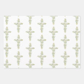 ホワイトリリー花フローラクロス宗教バプテスマ ラッピングペーパーシート (正面3)