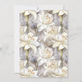 ホワイトリリー花模様シルバー結婚レトロ 招待状 (裏面)