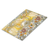 ホワイトリリー金ゴールドツリーシルバーパールダマスク抽象芸術 ノートパッド (アングル)