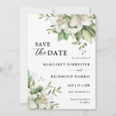 ホワイトリリー エレガント フローラル ウェディング セーブ・ザ・デート 招待状 (正面)