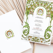 ホワイトリリー&ダフォディルアールヌーボー結婚ズ 招待状