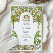 ホワイトリリー&ダフォディルアールヌーボー結婚ズ 招待状