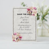 ホワイトリリー フローラル マーブル セーブザデート カード (スタンド正面)