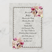 ホワイトリリー フローラル マーブル ブライズメイド パーティー 招待状 (正面/裏面)