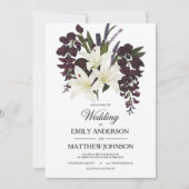 ホワイトリリー&プラムフローラ結婚式招待状 招待状 (正面)