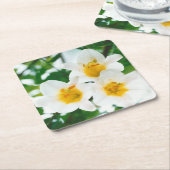 ホワイトリリー – 愛のシンボル スクエアペーパーコースター (アングル)