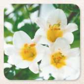 ホワイトリリー – 愛のシンボル スクエアペーパーコースター (正面)