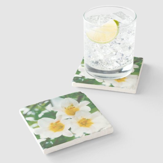 ホワイトリリー – 愛のシンボル ストーンコースター (横)