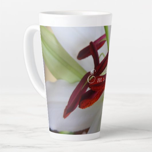 ホワイトリリー、花。ラテマグ カフェラテマグ (左アングル)