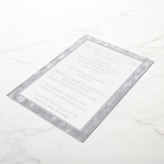 ホワイトリングや輪シルバー25結婚周年 箔招待状 (回転した状態)