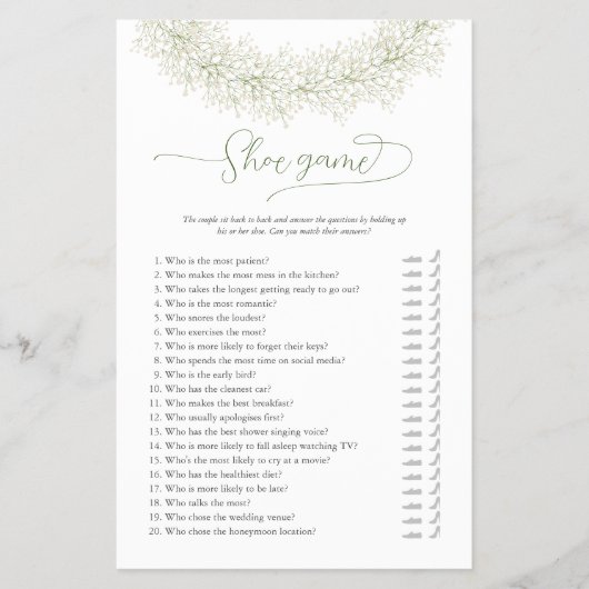 ホワイトリースシューズブライダルシャワーゲームフライヤー チラシ (正面)