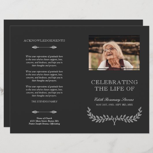 ホワイトリースライフ葬儀お祝いプログラム (正面/裏面)