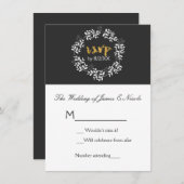 ホワイトリーフボタニカルリース ラスティックウェディング RSVP 招待状 (正面/裏面)