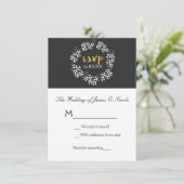 ホワイトリーフボタニカルリース ラスティックウェディング RSVP 招待状 (スタンド正面)