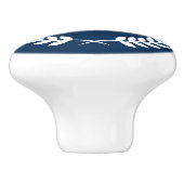 ホワイトリーフリースイラストレーションオンネイビーブルー セラミックノブ (側面)