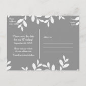 ホワイトリーフ＆グレー モダン ボタニカル ポストカード (裏面)