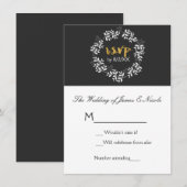 ホワイトリーフ ボタニカルリース ラスティック ウェディング RSVP 招待状 (正面/裏面)