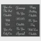 ホワイトリ素朴ネン黒黒鉛パーソナライズされた ラッピングペーパー (フラット)