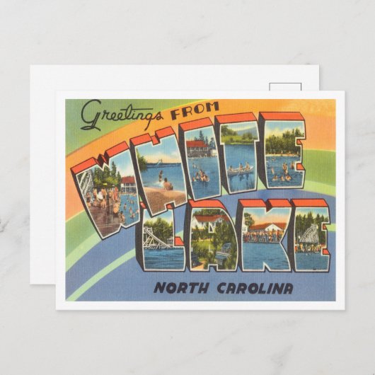 ホワイトレイクからの挨拶、ノースカロライナ州の旅行 ポストカード (正面/裏面)