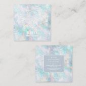 *~*ホワイトレイシーマンダラパステルブルーピンクイエロー スクエア名刺 (正面/裏面)