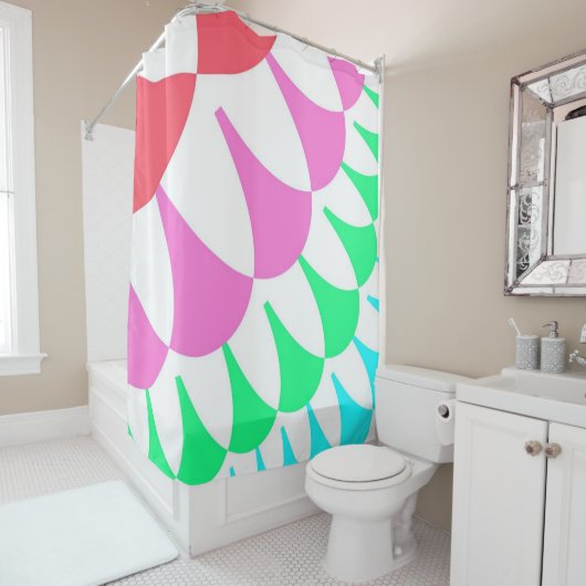 ホワイトレインボーはかりで測 シャワーカーテン (インサイチュ)