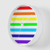 ホワイトレインボーストライプズ時計 壁時計 (傾斜)