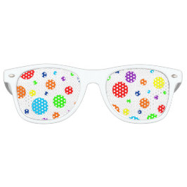 ホワイトレインボースポットパーティーシェード レトロサングラス