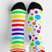 ホワイトレインボースポット/ストライプクルーソックス ソックス (上部)