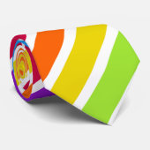 ホワイトレインボーダイアゴナルストライプ ネクタイ (ロール)