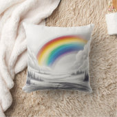 ホワイトレインボー クッション (ブランケット)