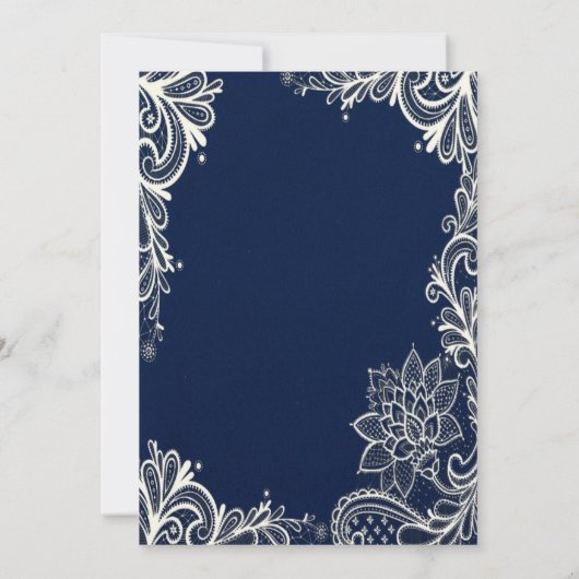 ホワイトレエレガントースのネイビーブルーの退職パーティー 招待状 (裏面)