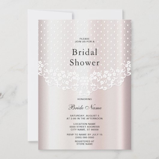 ホワイトレエレガントースフローラブライダルシャワー 招待状 (正面)