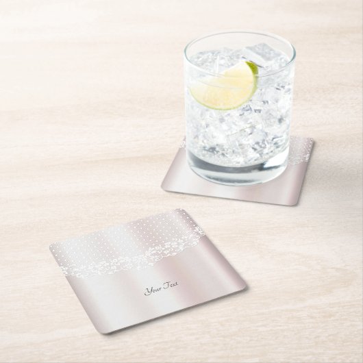 ホワイトレエレガントースフローラ紙コースター スクエアペーパーコースター (インサイチュ)