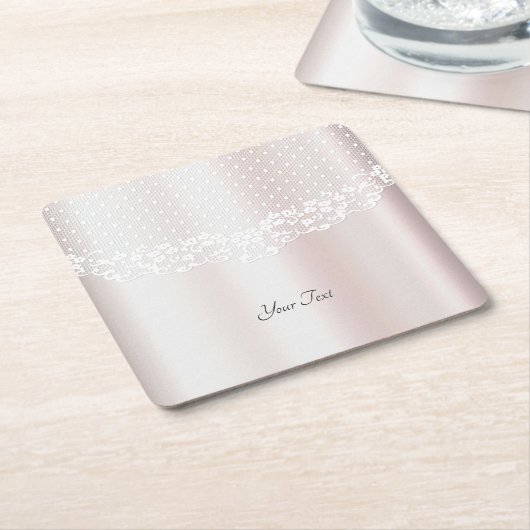 ホワイトレエレガントースフローラ紙コースター スクエアペーパーコースター (アングル)