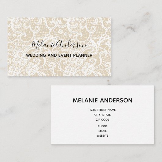 ホワイトレエレガントース黒のスクリプト 名刺 (正面/裏面)