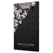 ホワイトレエレガントース黒ダマスク クリップボード (左)