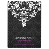 ホワイトレエレガントース黒ダマスク クリップボード (裏面)